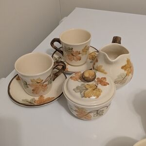 Vintage Floral Tea Set with Autumn Motif